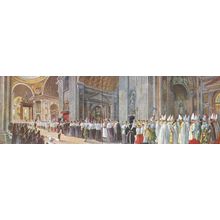 Roma San Pietro Basilica L'Imponente Corteo Papale Pope Antique Folding Postcard