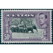 Ceylon 1938 50c black & mauve Perf 13x11½ SG394 unused