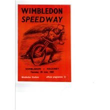 Wimbledon 1968 v Hackney speedway programme