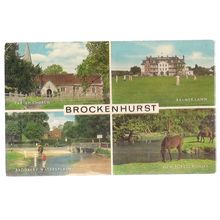 BROCKENHURST, HAMPSHIRE multiview used vintage postcard 1973 postmark =