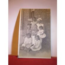 5 GIRLS WITH NURSE/NANNY unused antique photograph postcard =