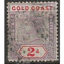 Gold Coast 1902 SG27b 2d Dull Mauve & Orange-Red Wmk Crown CA Good/Fine Used. .