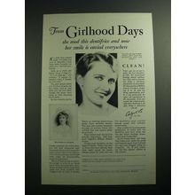 1928 Colgate Ribbon Dental Cream Ad - From Girlhood Days