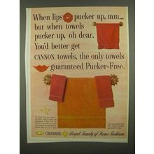 1965 Cannon Towels Ad - When Lips Pucker Up