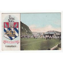 Bowling Green Torquay with Heraldic Crest Postcard 1908 Devon