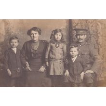 Newcastle War Soldier & Family Antique Portrait Postcard