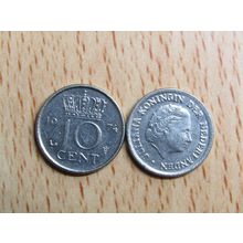 Netherlands 1974 10 Cents Coin