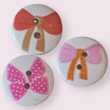 Bow Pattern Round Wooden Buttons Size 15mm Knitting Sewing Children's Buttons