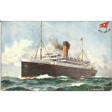 White Star Line SS MEGANTIC Tuck Oilette Postcard (9503)