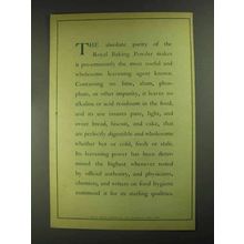 1903 Royal Baking Powder Ad - The Absolute Purity