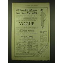 1918 Vogue Magazine Ad - $2 invested in Vogue will save you $200