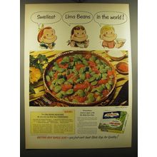 1950 Birds Eye Lima Beans Ad - recipe for Lima Beans Mexicano