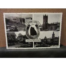 multiview, MANCHESTER . used vintage postcard RP 1963 pm =