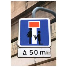 French Traffic Sign Graffiti Into Romantic Avignon Street Art Postcard