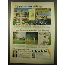 1961 Florida Tourism Ad - All florida adds up To a lot more vacation fun for you