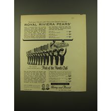 1961 Harry And David Royal Riviera Pears, Fruit-of-the-month club Advertisement