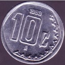 1993 Mexico 10 Centavos Coin