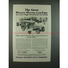 1928 Willys-Knight Car Ad - Sets New High Standards!!