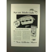 1930 New Gillette Razor Blade Ad - Square Blade-ends