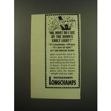 1949 Longchamps Restaurant Ad - Oh, what do I see by the dawn's early light?