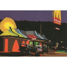 Italian McDonalds Restaurant Drive In Window Painting Postcard
