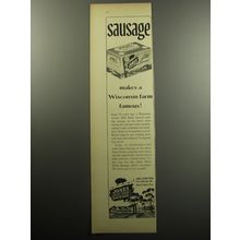 1957 Jones Dairy Farm Sausage Ad - Sausage makes a Wisconsin Farm Famous