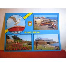 multiview, WORTHING, SUSSEX used postcard 1995 pm =
