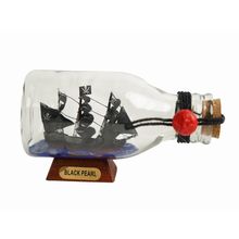 Pack Of 2] Black Pearl Pirate Ship in a Glass Bottle 5""