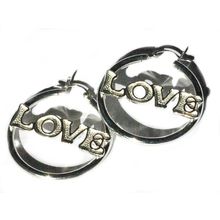 Sterling Silver LOVE Hoop Dangles Earring
