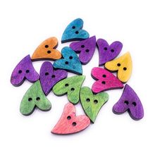 20mm Heart Shaped Wooden Buttons Bright Colours 2 Hole Cardigans Knitting Crafts