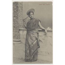 Ceylon Sri Lanka Tamil Girl 1900s postcard Plate & Co No. 91 unused
