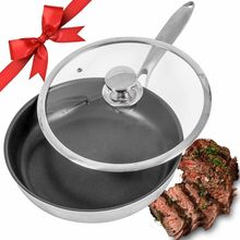 AUDANNE Nonstick Frying Pan with Lid, 10 Inch Non Stick Stainless Steel Skillet