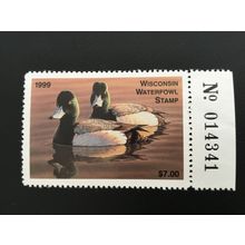 ICOLLECTZONE US 1999 Wisconsin WI22 Plate # Single Duck Stamp VF NH