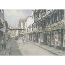 Stonegate Bookshop Pub Flags Flying York Giant Painting Postcard