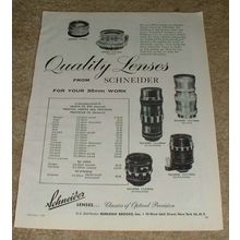 1957 Schneider Lens Ad, Quality Lenses NICE!!