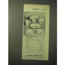 1948 Georg Jensen Royal Copenhagen Symphony Porcelain Advertisement