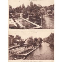 La Varenne Plage 2x Swimming Pool Old Postcard s
