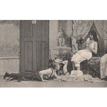 Man Grovelling Worship Dominant Woman German Fetish Antique Postcard