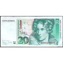 Coins/Notes. Germany 1993. Zwanzig (20) Deutsche Mark Value. Used