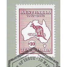 AUS 2013 $10 'KANGAROO AND MAP' ON BACKING PAPER FINE USED (EBID66-270)