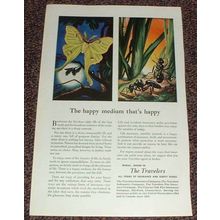 1949 Travelers Insurance Ad, The Happy Medium NICE!!