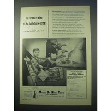 1953 MONY Insurance Ad - He's Bargain-Size