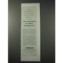 1958 Lockheed Missile Systems Division Ad - Frontiers