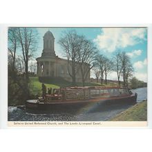 Saltaire United Reformed Church on the Leeds-Liverpool Canal Postcard Yorkshire