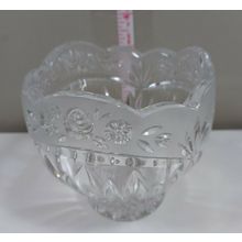 3 1/2 inch lead crystal candy, trinket, serving dish with flowers