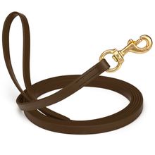 Dog Pet Leash Dark Chocolate Brown w/ Brass Hardware W 5/8" - L20'