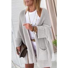 Gray Oversized Fold Over Sleeve Sweater Cardigan
