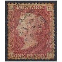 1858 SG43 1d Red Plate 140 Good Used Check Letters "DL".