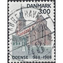 DENMARK, Odense Church, 1000 years, green-brown 1988, 3.00Kr