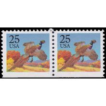 2283 25c Pheasant Fine MNH BPS Hor Pair Bot V4697